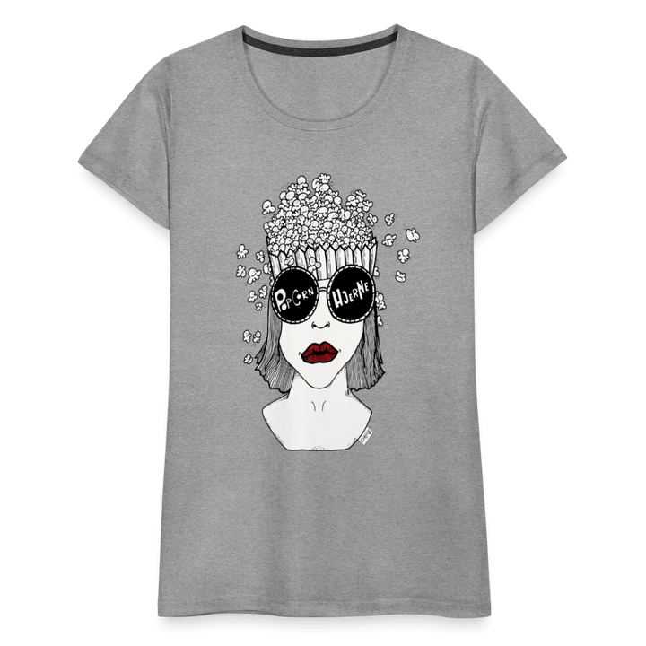 ADHD Popcorn Hjerne Dame T-shirt - Dame premium T-shirt - grå meleret - Dajlig