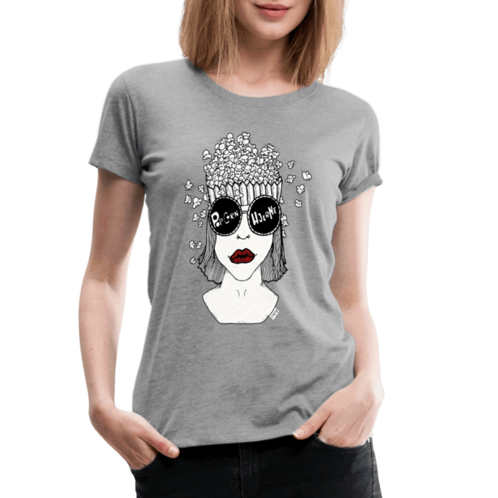 ADHD Popcorn Hjerne Dame T-shirt - Dame premium T-shirt - grå meleret - Dajlig