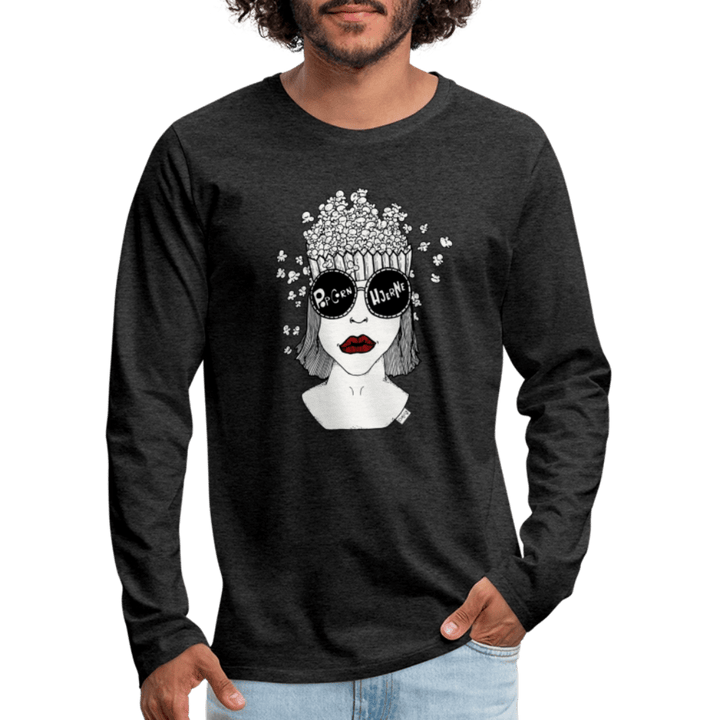 ADHD Popcorn Hjerne - Herre langærmet trøje - Premium langærmet Herre - T-shirt - charcoal - Dajlig