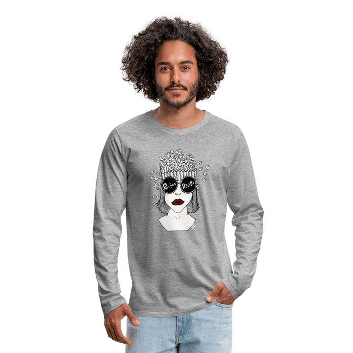 ADHD Popcorn Hjerne - Herre langærmet trøje - Premium langærmet Herre - T-shirt - grå meleret - Dajlig