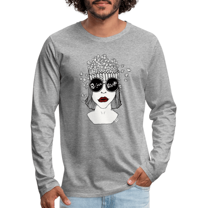 ADHD Popcorn Hjerne - Herre langærmet trøje - Premium langærmet Herre - T-shirt - grå meleret - Dajlig