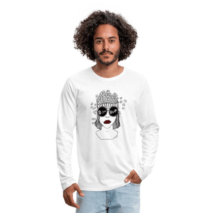 ADHD Popcorn Hjerne - Herre langærmet trøje - Premium langærmet Herre - T-shirt - hvid - Dajlig