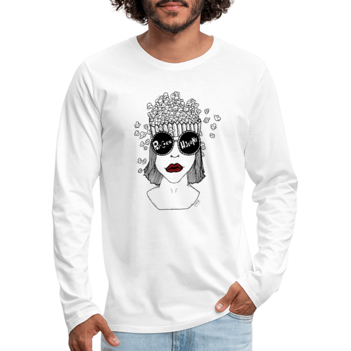 ADHD Popcorn Hjerne - Herre langærmet trøje - Premium langærmet Herre - T-shirt - hvid - Dajlig