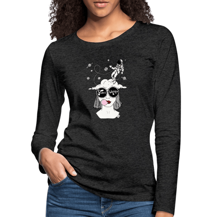 ADHD Space Walker - Dame langærmet trøje - Dame premium T-shirt med lange ærmer - charcoal - Dajlig