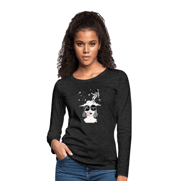 ADHD Space Walker - Dame langærmet trøje - Dame premium T-shirt med lange ærmer - charcoal - Dajlig