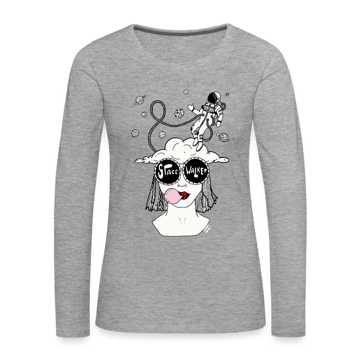 ADHD Space Walker - Dame langærmet trøje - Dame premium T-shirt med lange ærmer - grå meleret - Dajlig