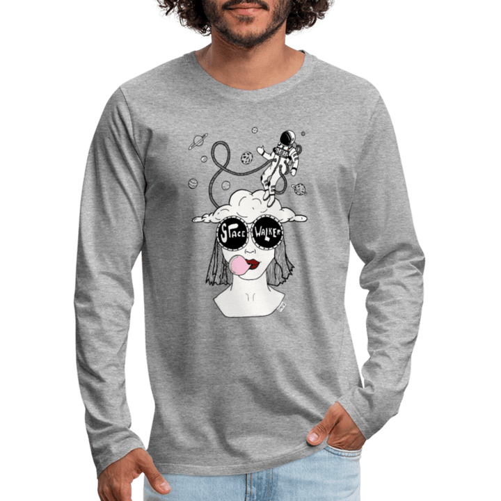 ADHD Space Walker - Herre langærmet trøje - Premium langærmet Herre - T-shirt - grå meleret - Dajlig