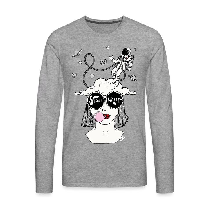 ADHD Space Walker - Herre langærmet trøje - Premium langærmet Herre - T-shirt - grå meleret - Dajlig
