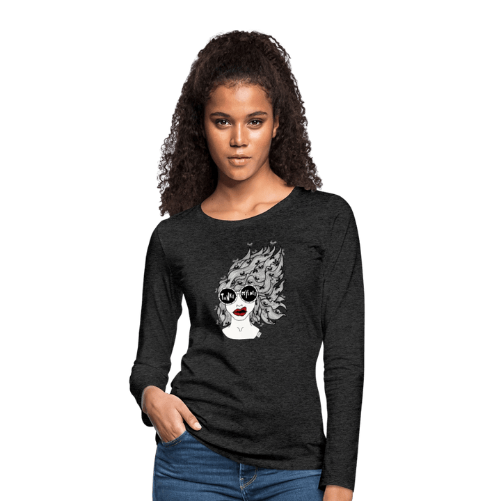 ADHD Tankemylder - Dame langærmet trøje - Dame premium T-shirt med lange ærmer - charcoal - Dajlig