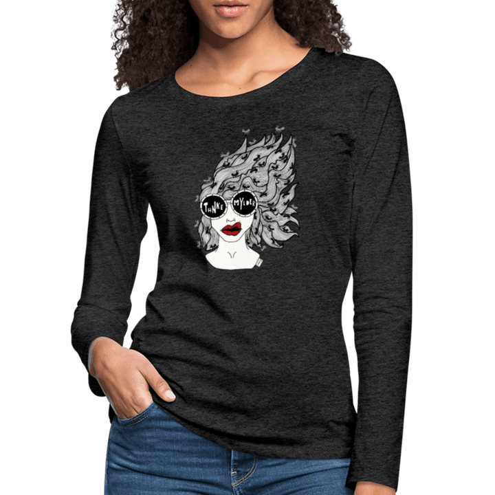 ADHD Tankemylder - Dame langærmet trøje - Dame premium T-shirt med lange ærmer - charcoal - Dajlig