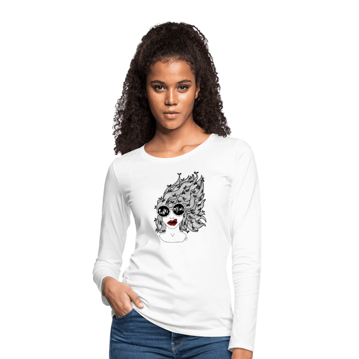 ADHD Tankemylder - Dame langærmet trøje - Dame premium T-shirt med lange ærmer - hvid - Dajlig