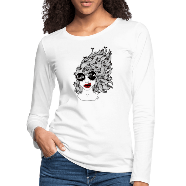 ADHD Tankemylder - Dame langærmet trøje - Dame premium T-shirt med lange ærmer - hvid - Dajlig