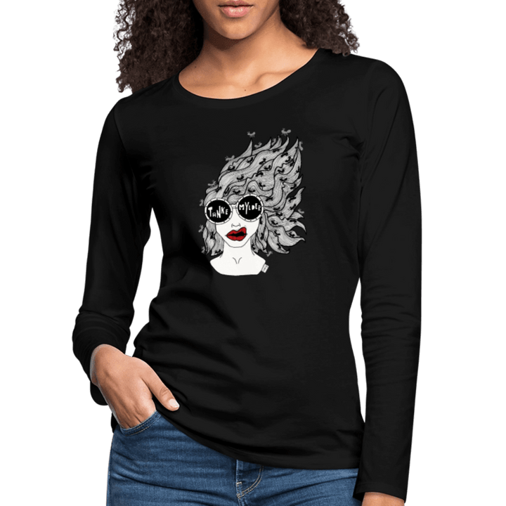 ADHD Tankemylder - Dame langærmet trøje - Dame premium T-shirt med lange ærmer - sort - Dajlig