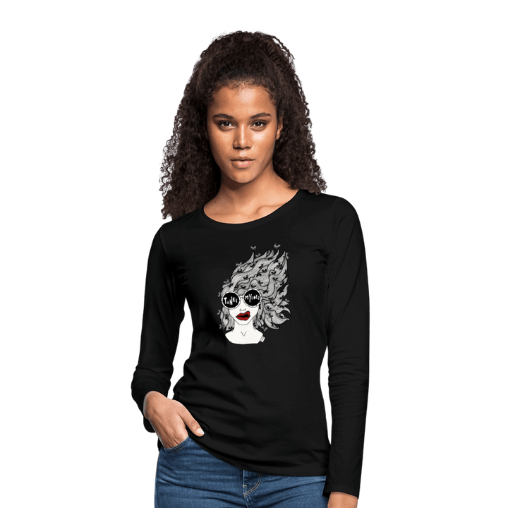 ADHD Tankemylder - Dame langærmet trøje - Dame premium T-shirt med lange ærmer - sort - Dajlig