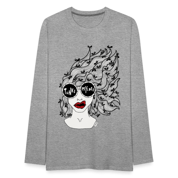 ADHD Tankemylder - Herre Trøje - Herre premium T-shirt med lange ærmer - grå meleret - Dajlig