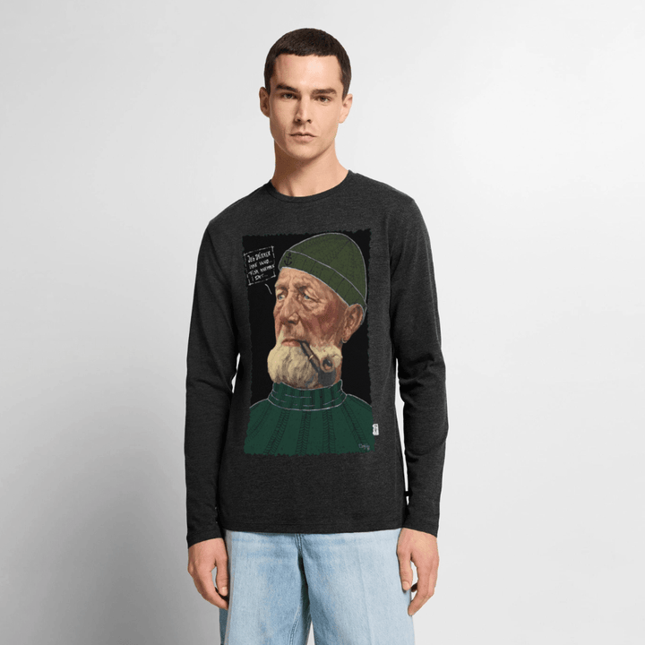Anker Bådsmand - Herre Langærmet Trøje - Premium økologisk langærmet T-shirt til mænd - antracit meleret - Dajlig