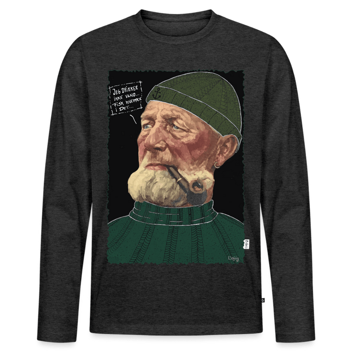 Anker Bådsmand - Herre Langærmet Trøje - Premium økologisk langærmet T-shirt til mænd - antracit meleret - Dajlig