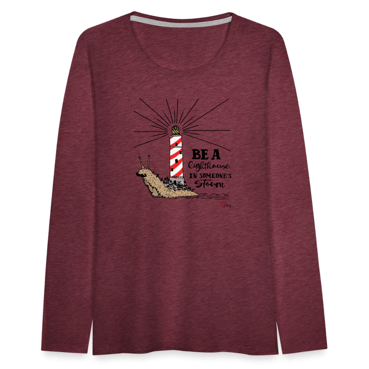 Be a Lighthouse Snegl - Dame Langærmet Trøje - Dame premium T-shirt med lange ærmer - bordeaux meleret - Dajlig
