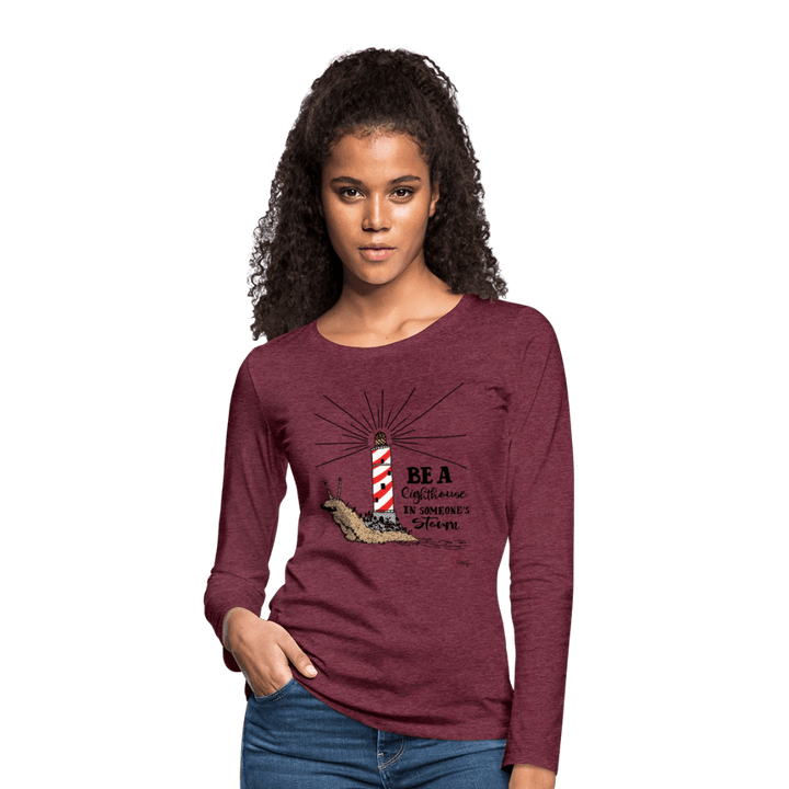 Be a Lighthouse Snegl - Dame Langærmet Trøje - Dame premium T-shirt med lange ærmer - bordeaux meleret - Dajlig.dk