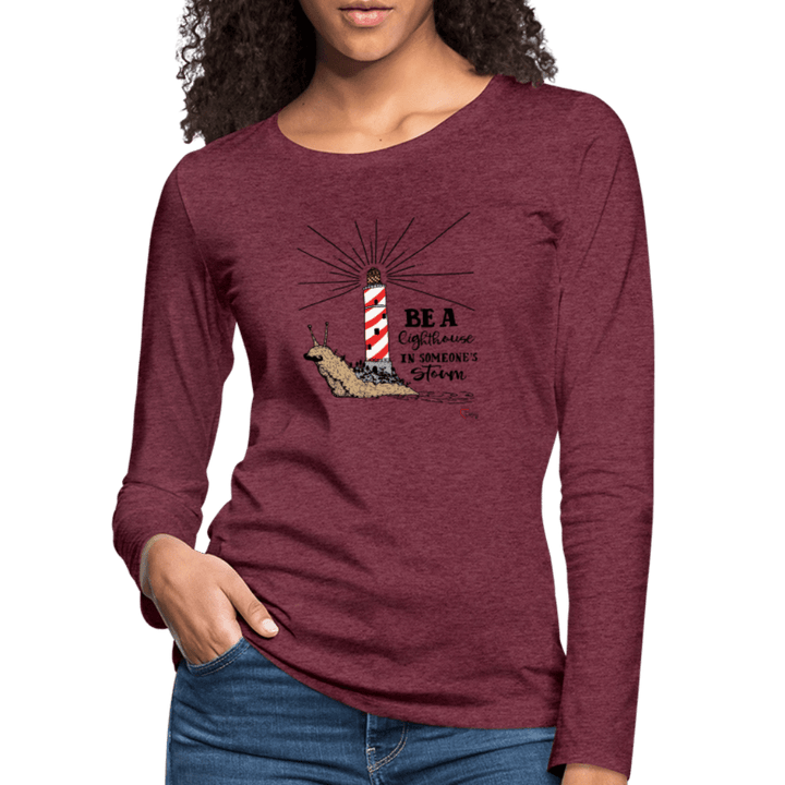Be a Lighthouse Snegl - Dame Langærmet Trøje - Dame premium T-shirt med lange ærmer - bordeaux meleret - Dajlig