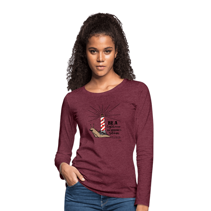 Be a Lighthouse Snegl - Dame Langærmet Trøje - Dame premium T-shirt med lange ærmer - bordeaux meleret - Dajlig