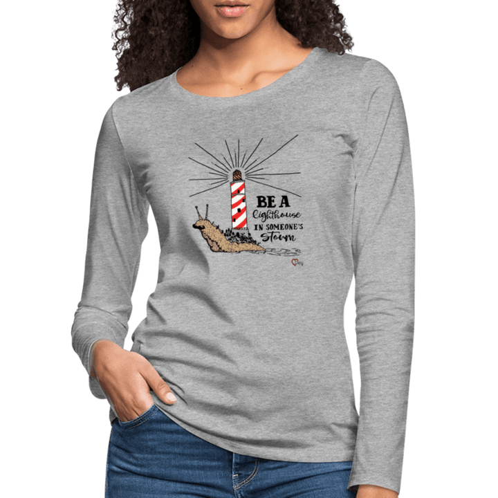 Be a Lighthouse Snegl - Dame Langærmet Trøje - Dame premium T-shirt med lange ærmer - grå meleret - Dajlig