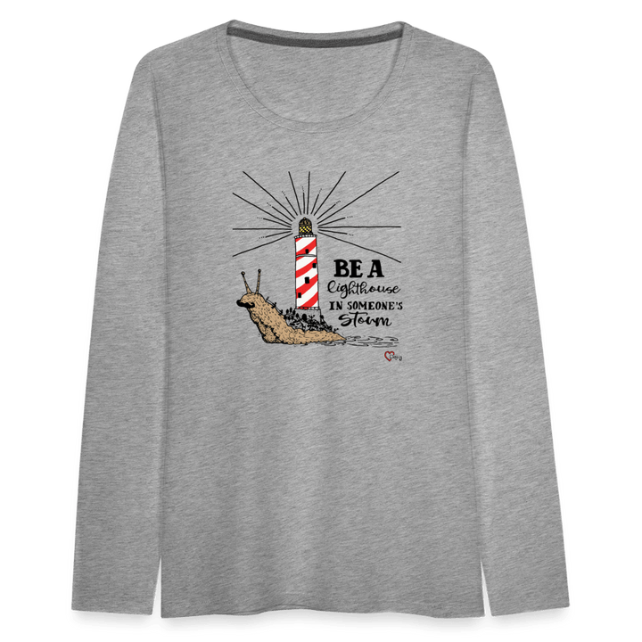 Be a Lighthouse Snegl - Dame Langærmet Trøje - Dame premium T-shirt med lange ærmer - grå meleret - Dajlig