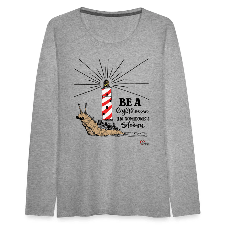 Be a Lighthouse Snegl - Dame Langærmet Trøje - Dame premium T-shirt med lange ærmer - grå meleret - Dajlig.dk