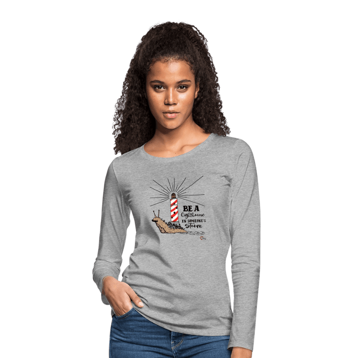 Be a Lighthouse Snegl - Dame Langærmet Trøje - Dame premium T-shirt med lange ærmer - grå meleret - Dajlig