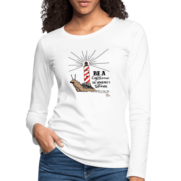 Be a Lighthouse Snegl - Dame Langærmet Trøje - Dame premium T-shirt med lange ærmer - hvid - Dajlig
