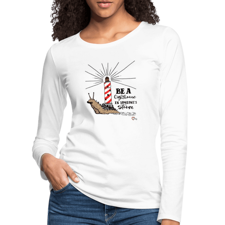Be a Lighthouse Snegl - Dame Langærmet Trøje - Dame premium T-shirt med lange ærmer - hvid - Dajlig