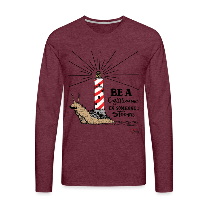 Be a Lighthouse Snegl - Herre Langærmet Trøje - Herre premium T-shirt med lange ærmer - bordeaux meleret - Dajlig.dk