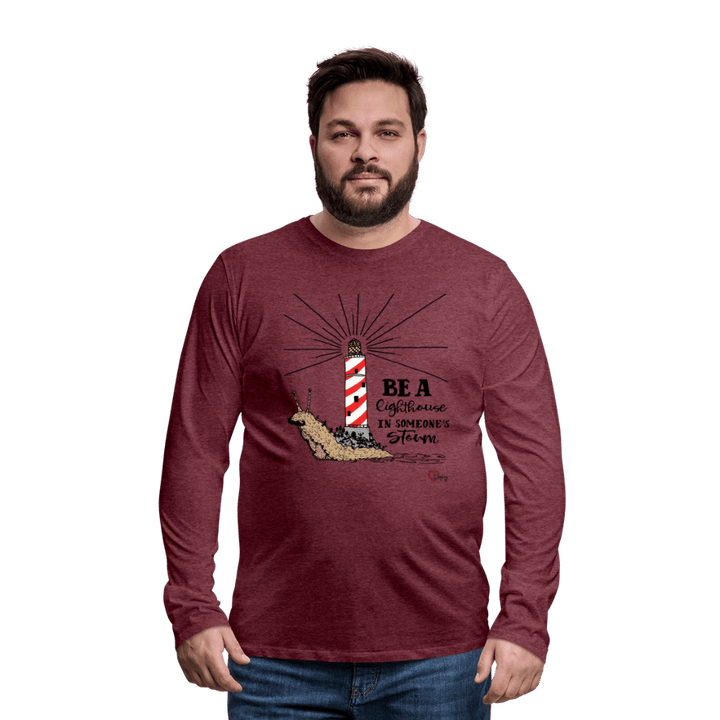 Be a Lighthouse Snegl - Herre Langærmet Trøje - Herre premium T-shirt med lange ærmer - bordeaux meleret - Dajlig.dk