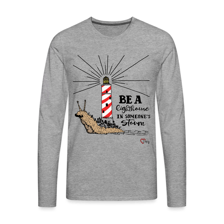 Be a Lighthouse Snegl - Herre Langærmet Trøje - Herre premium T-shirt med lange ærmer - grå meleret - Dajlig.dk