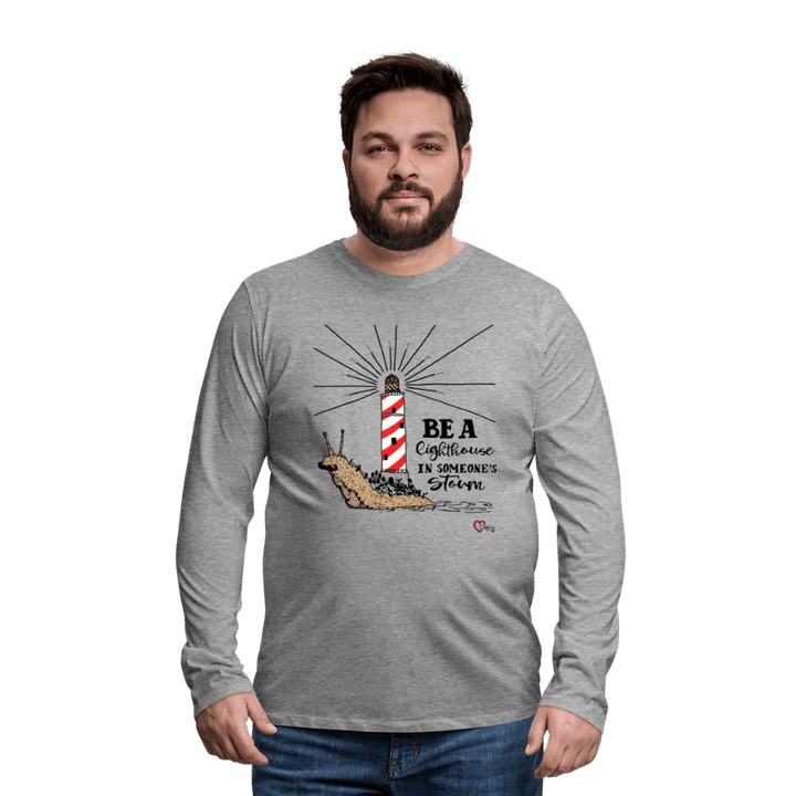 Be a Lighthouse Snegl - Herre Langærmet Trøje - Herre premium T-shirt med lange ærmer - grå meleret - Dajlig.dk