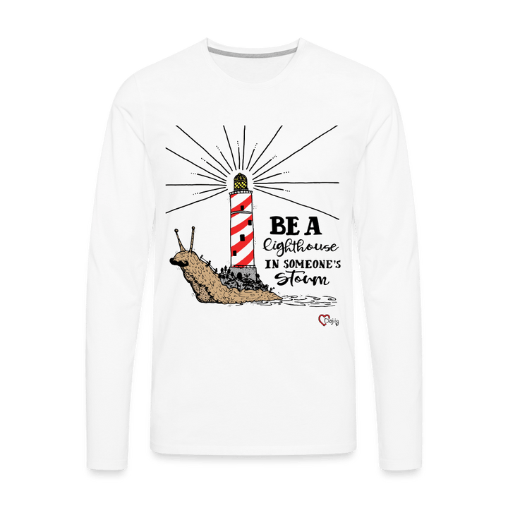 Be a Lighthouse Snegl - Herre Langærmet Trøje - Herre premium T-shirt med lange ærmer - hvid - Dajlig.dk