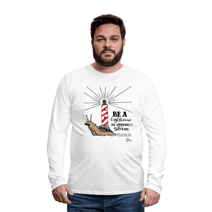 Be a Lighthouse Snegl - Herre Langærmet Trøje - Herre premium T-shirt med lange ærmer - hvid - Dajlig.dk