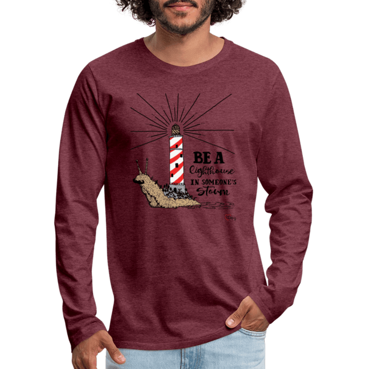 Be a Lighthouse Snegl - Herre Langærmet Trøje - Premium langærmet Herre - T-shirt - bordeaux meleret - Dajlig