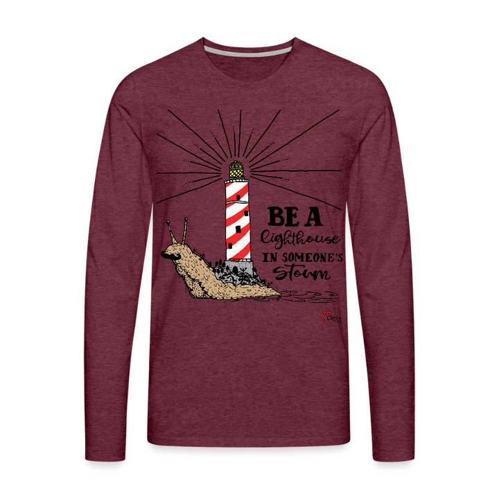 Be a Lighthouse Snegl - Herre Langærmet Trøje - Premium langærmet Herre - T-shirt - bordeaux meleret - Dajlig
