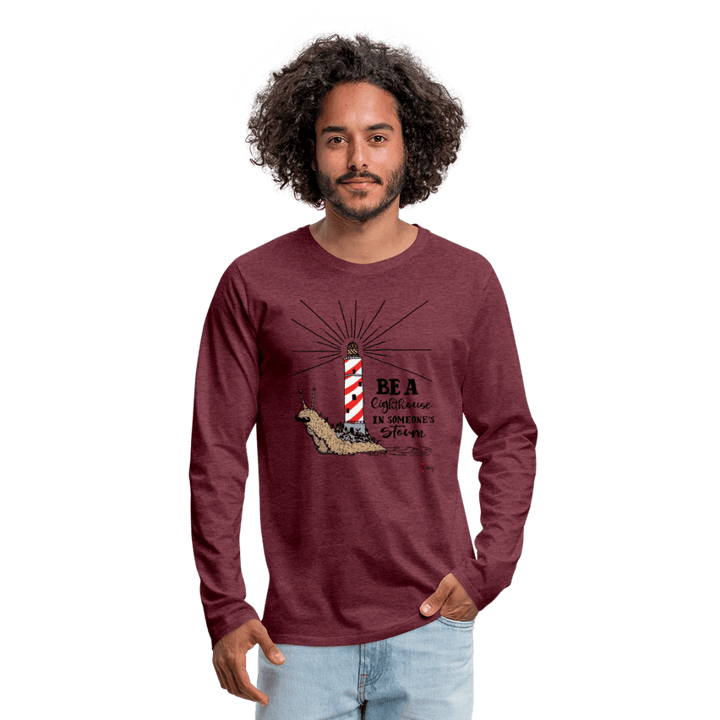 Be a Lighthouse Snegl - Herre Langærmet Trøje - Premium langærmet Herre - T-shirt - bordeaux meleret - Dajlig