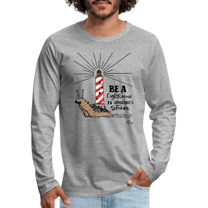 Be a Lighthouse Snegl - Herre Langærmet Trøje - Premium langærmet Herre - T-shirt - grå meleret - Dajlig