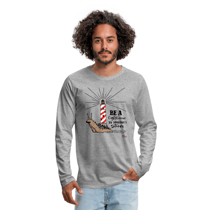 Be a Lighthouse Snegl - Herre Langærmet Trøje - Premium langærmet Herre - T-shirt - grå meleret - Dajlig