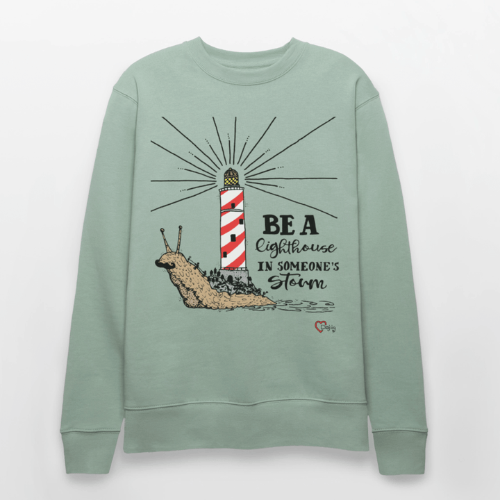 Be a Lighthouse Snegl - Kraftig Unisex Sweatshirt - Stanley/Stella økologisk unisex - sweatshirt CHANGER - lys grågrøn - Dajlig.dk