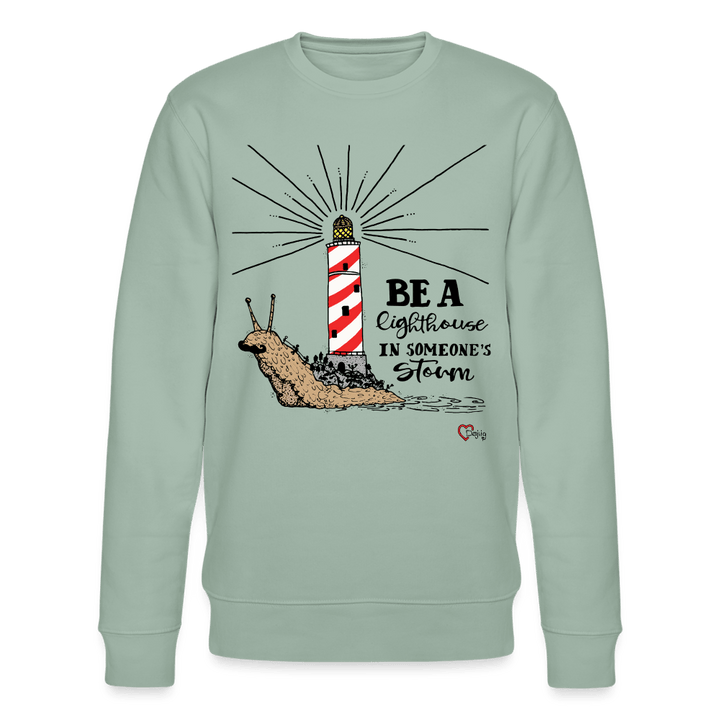 Be a Lighthouse Snegl - Kraftig Unisex Sweatshirt - Stanley/Stella økologisk unisex - sweatshirt CHANGER - lys grågrøn - Dajlig.dk