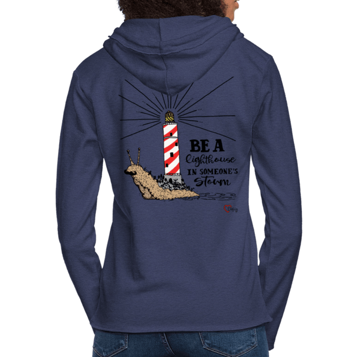 Be a Lighthouse Snegl - Let Unisex hættetrøje - Let sweatshirt med hætte, unisex - marineblå meleret - Dajlig.dk