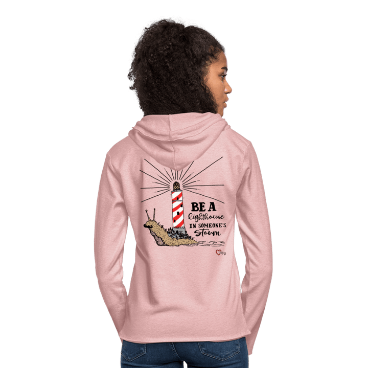 Be a Lighthouse Snegl - Let Unisex hættetrøje - Let sweatshirt med hætte, unisex - rosa - creme meleret - Dajlig.dk