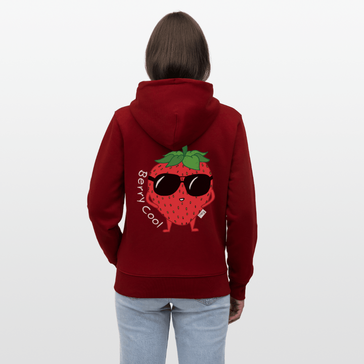 Berry Cool - Kraftig Unisex Hættetrøje m. lynlås - Stanley/Stella økologisk unisex - hættejakke CULTIVATOR - burgunder - rød - Dajlig.dk