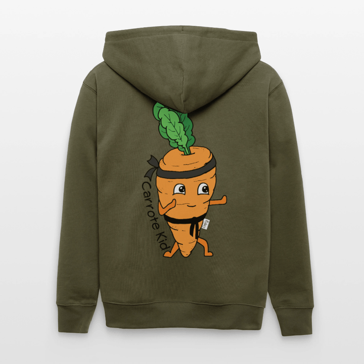 Carrote Kid - Kraftig Unisex Hættetrøje m. lynlås - Stanley/Stella økologisk unisex - hættejakke CULTIVATOR - khaki - Dajlig.dk