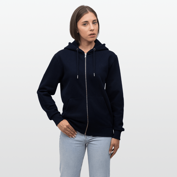 Citrusly Cool - Kraftig Unisex Hættetrøje m. lynlås - Stanley/Stella økologisk unisex - hættejakke CULTIVATOR - marineblå - Dajlig.dk