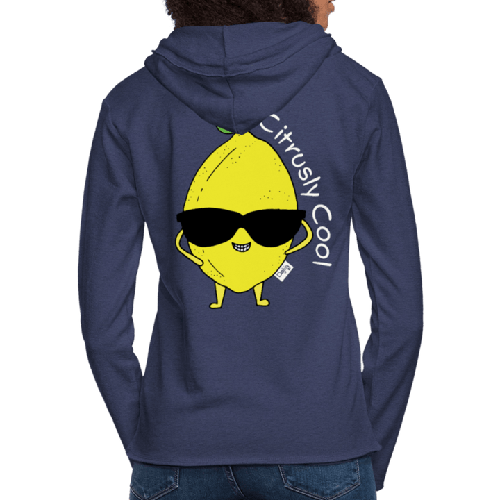 Citrusly Cool - Let Unisex Hættetrøje - Let sweatshirt med hætte, unisex - marineblå meleret - Dajlig.dk